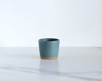 Espresso cup. Speckled clay, glazed in Teal.