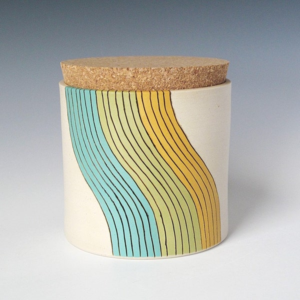 large cork jar - wave design