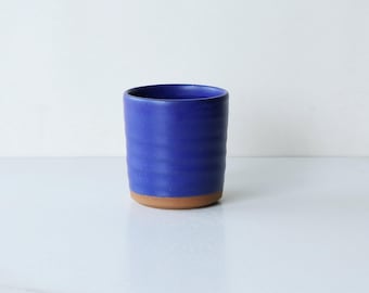 8 oz cup, glazed in Cobalt : Handmade, wheel thrown stoneware