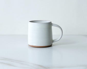 8 oz mug, glazed in White : Handmade, wheel thrown stoneware