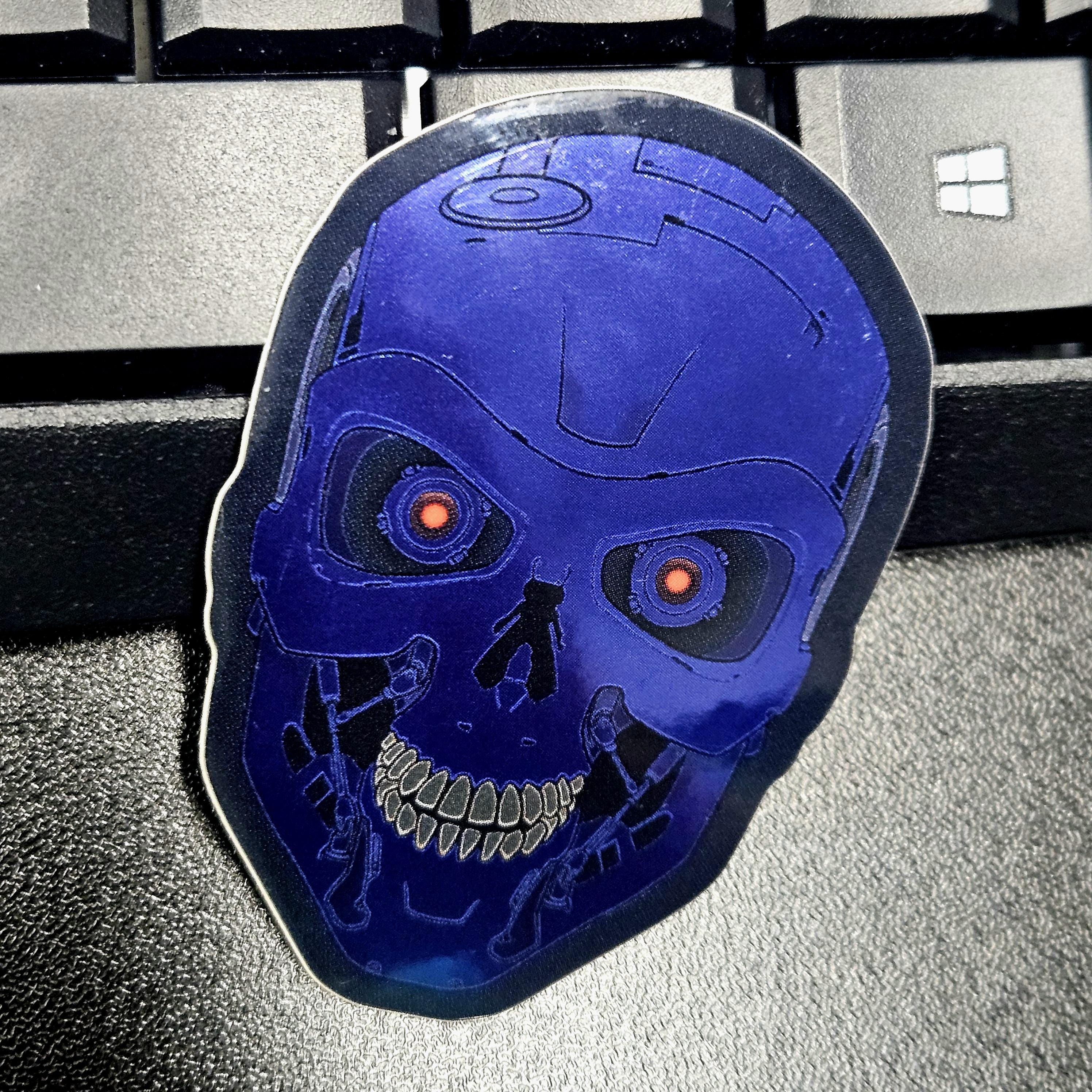 ターミネーター T-800 スカル - ブルーメタリックステッカー - Etsy 日本
