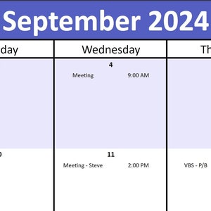 Calendar Monthly Digital Planner Custom Event Tracker Perpetual Calendar Template Month at a Glance Printable Monthly Calendar Landscape