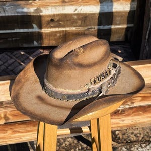 XL Rustic wool stiff brim western cowboy hat.