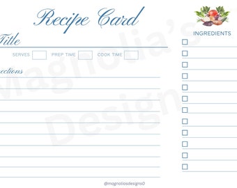 Recipe Card for Wedding Shower Game or Gifts