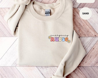 Emergency Nurse Sweatshirt, Emergency Nurse Shirt, ER Nurse Shirt, Emergency Department Sweatshirt, Floral Nurse Shirt, Nurse Gift, ER Gift