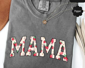 Comfort Colors® Strawberry Mama Shirt, Mothers Day Gift for Mom, Retro Mama Tee, Pregnancy Announcement, Cute Mom Life Shirt, New Mom Top