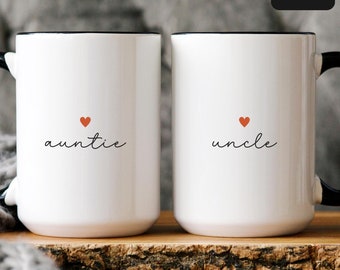 Personalized Auntie and Uncle Gift, New Aunt Gift, Auntie & Uncle Mug Set, Aunt Baby Shower, Auntie and Uncle Mugs, Aunt Baby Announcement