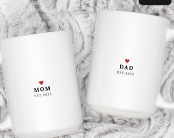 Personalized Mom & Dad Gift, New Mum Gift, Mummy and Daddy Mug Set, Baby Shower, Mama and Papa Mug, Grandparent Gifts, Christmas Present