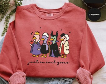 Just A Evil Goose Comfort Colors® Shirt, Halloween Goose, Girly Halloween Sweater, Villains Halloween Goose Shirt, Halloween Party Sweater