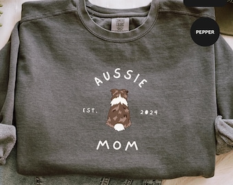 Personalized Aussie Mom Sweatshirt, Trendy Aussie Mama Sweatshirt, Aussie Mama Sweater, Custom Aussie Sweatshirt, Comfort Colors Aussie Mama