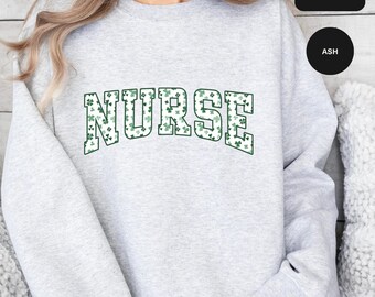 St Patricks Day Nurse Sweatshirt, Floral Registered Nurse Shirt, RN Nurse Gift, Registered Nurse Sweater, Lucky Irish Gifts For Nurses, RN