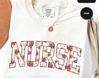 Comfort Colors® Floral Nurse Shirt, Nurse Graduation Gift, RN Shirt, Registered Nurse Shirt, Nursing School Shirt, New Nurse Appreciation