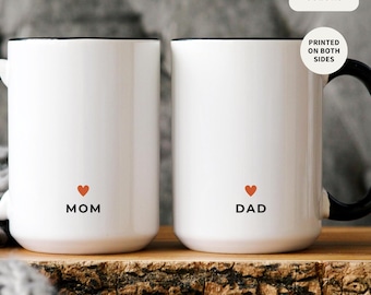 Personalized Mom & Dad Gift, New Mum Gift, Mummy and Daddy Mug Set, Baby Shower, Mama and Papa Mug, Grandparent Gifts, Christmas Present