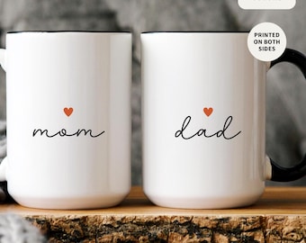 Personalized Mom & Dad Gift, New Mum Gift, Mummy and Daddy Mug Set, Baby Shower, Mama and Papa Mug, Grandparent Gifts, Christmas Present