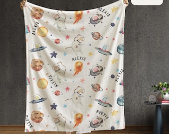 Personalized Blanket, Blanket for Kids, Space Blanket, Blanket With Name, Custom Gift, Toddler Gifts, Christmas Gift, Baby Shower, Cozy Gift