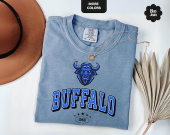 Buffalo Football Shirt, Comfort Colors® 90s Vintage Game Day Crewneck, Retro Sports Sweatshirt, Buffalo Fan Gift, Tailgate Tee, Buffalo Game