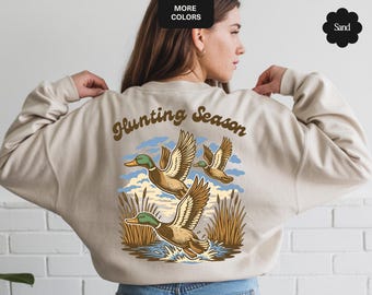 Retro Mallard Ducks Sweatshirt, 90s Waterfowl Duck Outfit, Duck Lover Shirt, Animal Lover Gift, Boho Fall Hoodie, Vintage Hunting Season Top