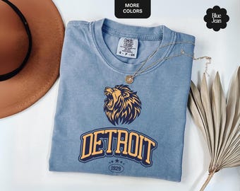 Vintage Detroit Fussball-Shirt, Comfort Colors® Fussball T-Shirt, Spieltag Outfit, Retro Detroit Team-Shirt, Tailgate Fanbekleidung, Lions Jersey