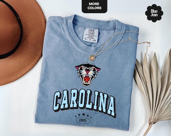 Carolina Football Shirt, Comfort Colors® Retro Game Day Crewneck, Vintage Panther Sweatshirt, Sports Team Tee, Fan Gift For Him