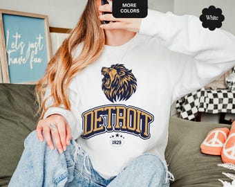 Vintage Detroit Lions Sweatshirt, Comfort Colors® Football Tee, Game Day Shirt, Retro Detroit Team Shirt, Tailgate Fan Apparel, Lions Jersey