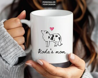Custom Australian Shepherd Mug, Personalized Aussie Dog Lover Gift, Red Merle Or Black Tri Aussie Owner Coffee Cup, Shepherd Lover Present