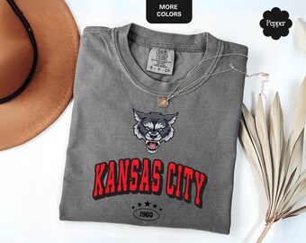 Kansas City Football Shirt, Comfort Colors® Game Day Tee, Vintage KC Fan Shirt, Retro Football Gift For Her, Vintage 90s Style Kansas City