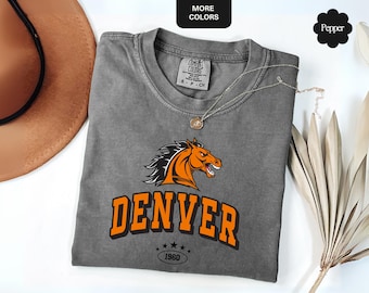 Denver Football Shirt, Comfort Colors® Retro Game Day Tee, Vintage 90s Style Denver Sports Shirt, Football Fan Gift, Sunday Denver Jersey