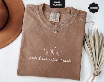 90s Protect Our National Parks Comfort Colors® Tshirt, Retro Hiking Camping Shirt, Respect Local Wildlife Tee, Mountain Nature Lover Gift
