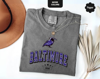Vintage Baltimore Football Shirt, Comfort Colors® Retro Game Day Crewneck, Retro Crow Sweatshirt, Baltimore Fan Gift, Baltimore Football Tee