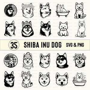 Shiba Inu Dog SVG Bundle: Silhouette Clipart Decal (PNG)