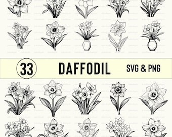 Påsklilja SVG PNG-paket: Blommig Clipart, Silhuettvektor (Digital Nedladdning)