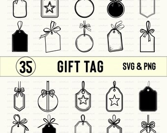 Paquete de etiquetas de regalo SVG y PNG: siluetas vectoriales (descarga digital)
