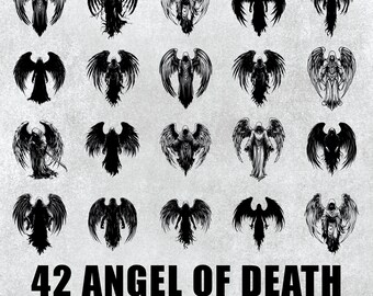 Angel of Death Silhouette, Vector Art, SVG PNG Clipart Bundle