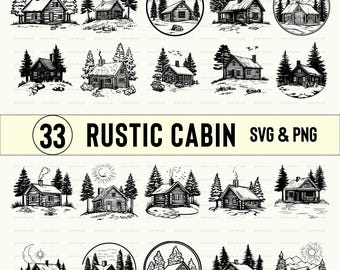 Rustic Cabin Clipart: Silhouette Vector Cut Files (SVG, PNG)