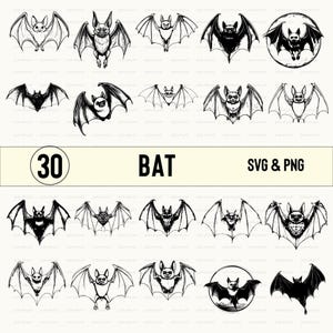 Bat SVG Bundle: Silhouette Clipart Vector Designs (PNG)