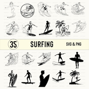 Surfing Svg Bundle, Surfing Silhouette, Surfing Clipart, Surfing Decal, Surfing Gift File Decal, Surfing Icon Logo, Surfing Cut Files Cricut