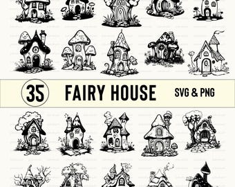 Fairy House SVG-paket: Nyckfull Clipart, Vektorklippfiler
