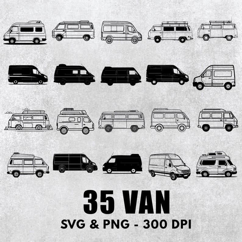 Van SVG Bundle: Silhouette Clipart Vector (PNG, Cricut Files) - Etsy