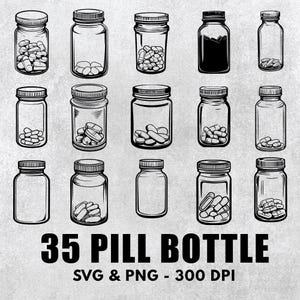 Pill Bottle Svg Bundle, Pill Bottle Vector, Pill Bottle Clipart, Pill Bottle Decal, Pill Bottle Art Png, Pill Bottle Cricut Logo Icon Svg