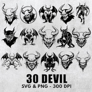 Devil Svg Bundle, Devil Silhouette Png, Devil Clipart, Devil Gift File, Devil Decal, Devil Icon, Devil Logo, Devil Cricut Cut Files Svg Png