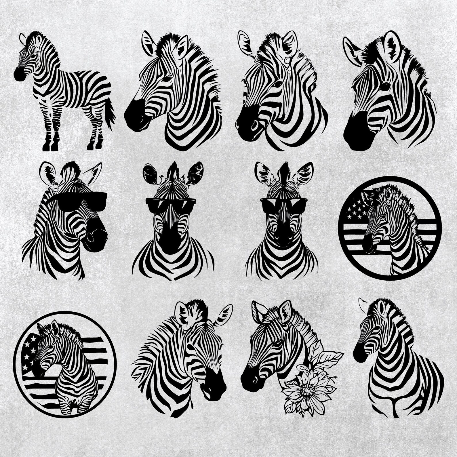 Zebra SVG Bundle: Silhouette Clipart Vector Designs (PNG) - Etsy