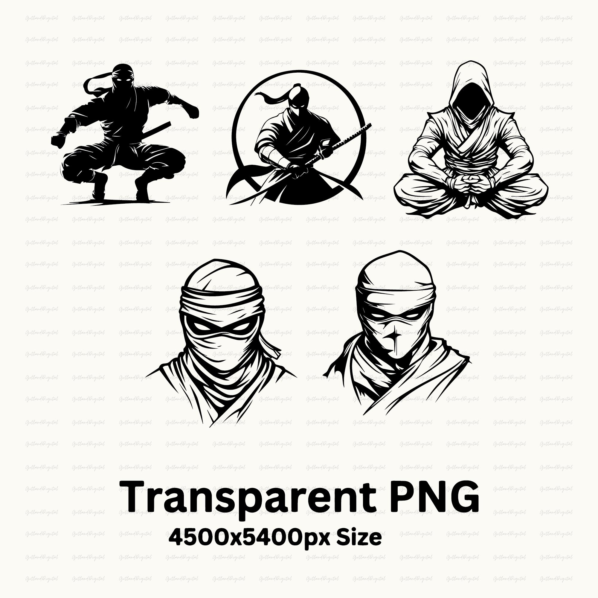 Ninja SVG Bundle: Silhouette Clipart Vector Cut Files - Etsy