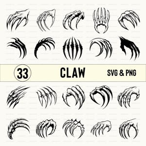 Claw Silhouette Bundle Svg, Claw Svg Vector Set, Claw Clipart Png, Claw Decal Cut File Png, Claw Cricut, Claw Cut Files Icon Svg For Cricut
