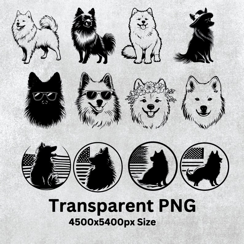 Spitz Icon Japanese Spitz Silhouette Bundle: Vector Clipart, Decal Icon (SVG & PNG ...