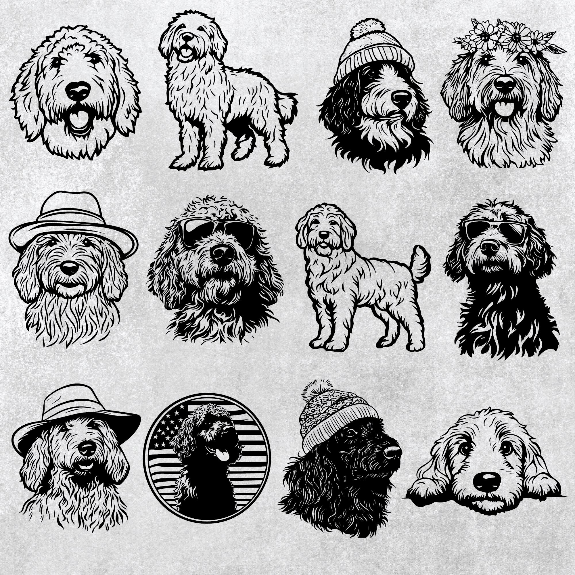 Sheepadoodle Dog SVG Bundle: Silhouette Clipart, Decal Logo (PNG) - Etsy