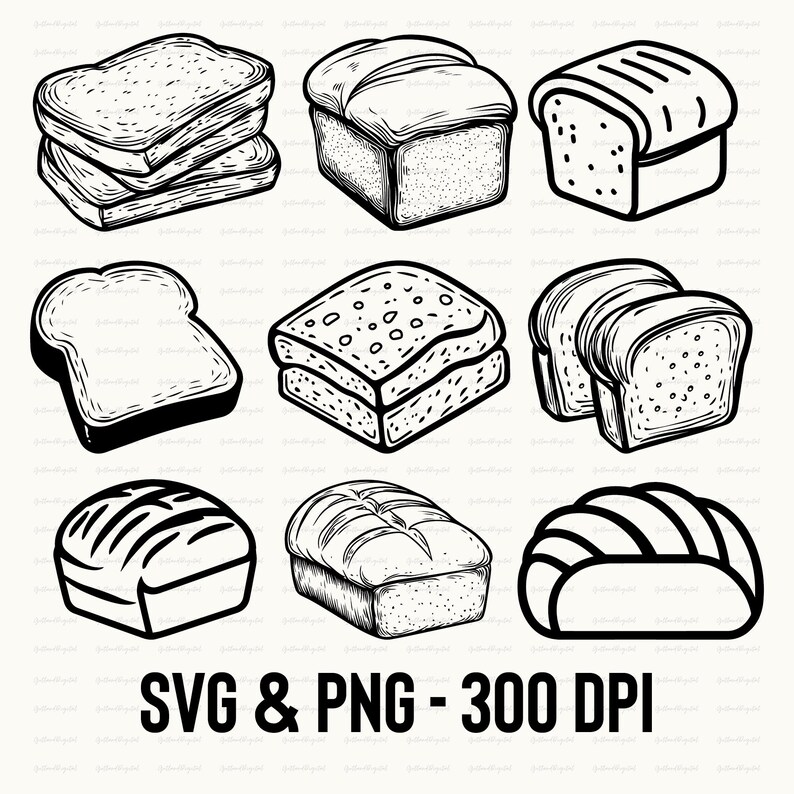 Bread SVG Bundle: Silhouette Clipart Vector (PNG, Cricut Files) - Etsy