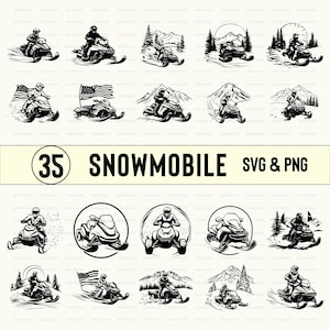 Snowmobile SVG PNG Bundle: Vector Clipart Silhouette (Digital Download)