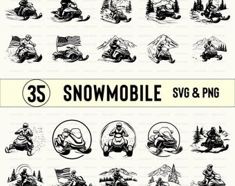 Paquete SVG PNG de motos de nieve: silueta de imágenes prediseñadas vectoriales (descarga digital)