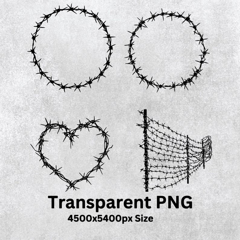 Barbed Wire SVG Bundle: Silhouette Clipart, Logo Icon (PNG, SVG) - Etsy