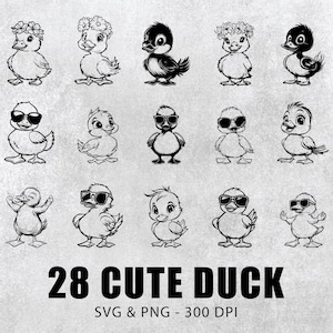 Cute Duck Svg Bundle, Cute Duck Vector Set, Cute Duck Clipart, Cute Duck Decal, Cute Duck Art Png, Cute Duck Logo, Cute Duck Icon Files Svg